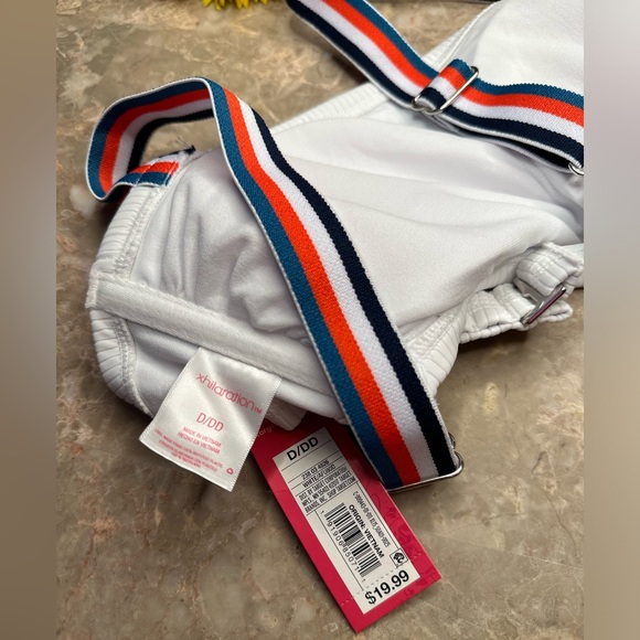 Juniors' Xhilaration Ribbed Bralette Bikini Top, White, swim top, D/DD, NWT - Picture 4 of 6